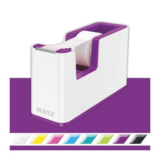 Ragasztószalag-adagoló, asztali, feltöltött, LEITZ "Wow", fehér-lila