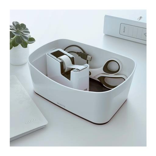 Ragasztószalag-adagoló, asztali, feltöltött, LEITZ "Wow", fehér-fekete