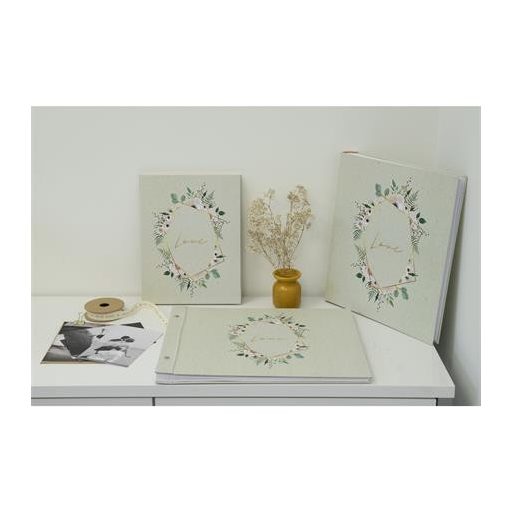 Fotóalbum, csavarozott gerincű, 29x32 cm, 30 lap, EXACOMPTA "CHAMPETRE", fehér