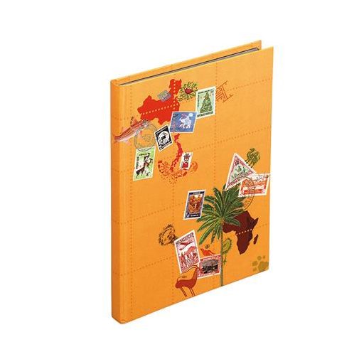 Album, bélyeggyűjtő, 22,5x30,5 cm, 8 lap, EXACOMPTA "Globe Trotter", vegyes színek