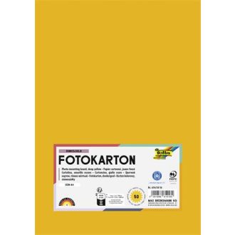 Dekorkarton, A4, 300 g, 50 lap, FOLIA, mélysárga