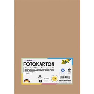 Dekorkarton, A4, 300 g, 50 lap, FOLIA, világosbarna