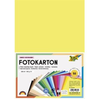 Dekorkarton, A4, 300 g, 25x2 lap, FOLIA, vegyes színek