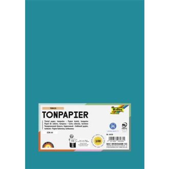 Színes papír, A4, 130 g, 100 lap, FOLIA, türkiz