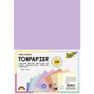   Színes papír, A4, 130 g, 10x10 lap, FOLIA, „Pastel”, vegyes színek