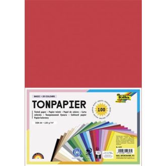 Színes papír, A4, 130 g, 25x4 lap, FOLIA, vegyes színek
