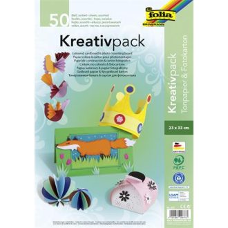   Dekorkarton, 23x33 cm, 130/300 g, 25x2 lap, FOLIA, vegyes színek