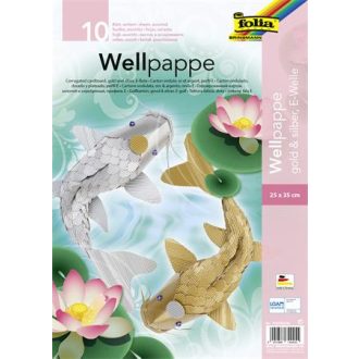   Hullámkarton, 25x35 cm, 10 lap, FOLIA, arany és ezüst vegyes színek