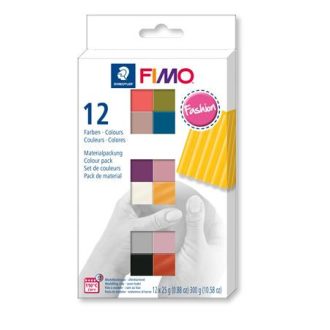   Gyurma, készlet, 12x25 g, égethető, FIMO "Soft Fashion", 12 különböző szín