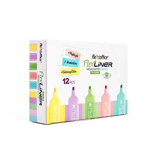 Szövegkiemelő készlet, 1-5 mm, FLEXOFFICE "Flexliner", vegyes pasztell színek