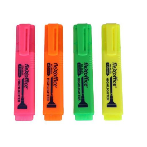 Szövegkiemelő készlet, 1-4 mm, FLEXOFFICE "HL05", 4 különböző szín