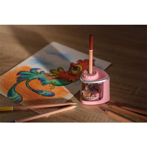 Hegyező, elemes, asztali, FLEXOFFICE "Flexio", rózsaszín