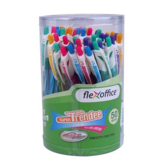   Zseléstoll, 0,35 mm, nyomógombos, vegyes színű test, FLEXOFFICE "Trendee", kék