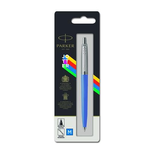 Golyóstoll, 0,7 mm, ezüst színű klip, kék tolltest, PARKER "Royal Jotter Originals", kék
