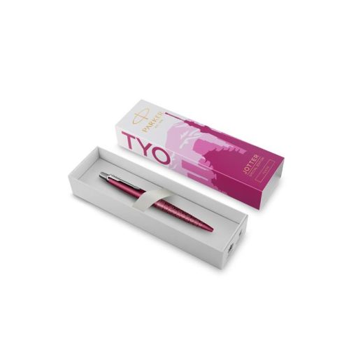 Golyóstoll, 0,7 mm, ezüst színű klip, mintás tolltest, PARKER, "Royal Jotter Tokyo", kék