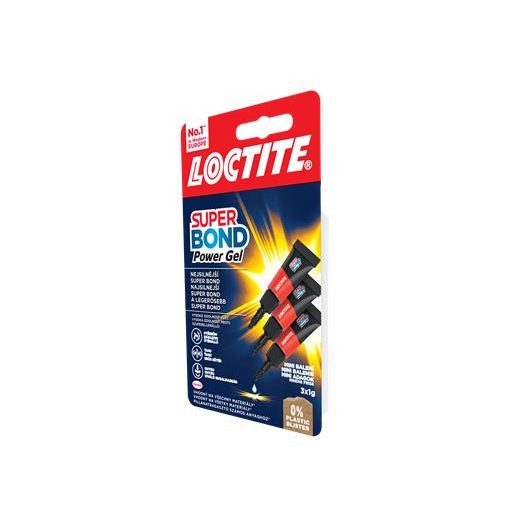 Pillanatragasztó gél, 3 x 1 g, HENKEL "Loctite Super Bond POWER Gél Mini Trio"