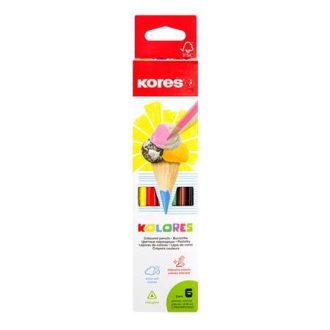   Színes ceruza készlet, háromszögletű, KORES "Triangular", 6 különböző szín