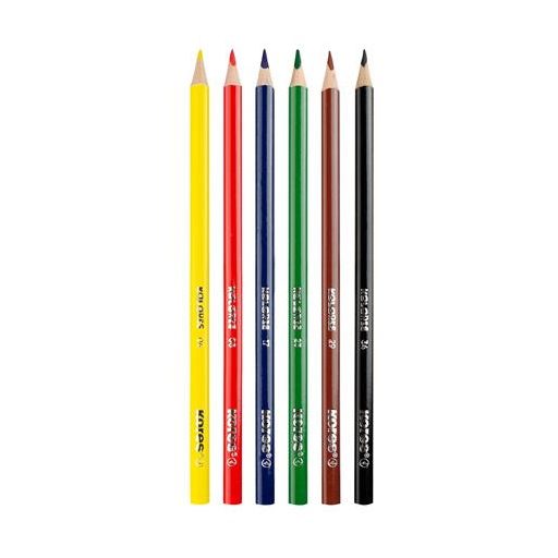 Színes ceruza készlet, háromszögletű, KORES "Triangular", 6 különböző szín