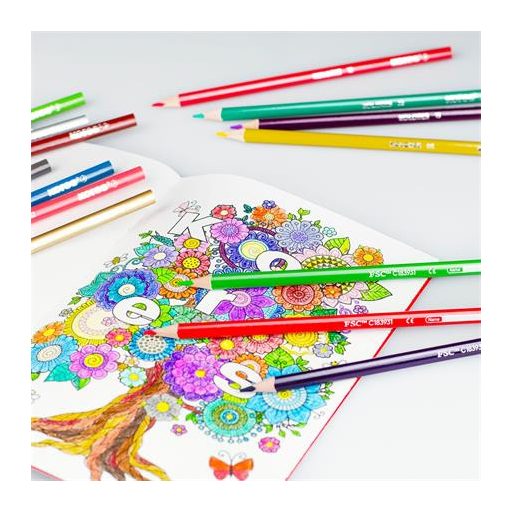 Színes ceruza készlet, háromszögletű, KORES "Triangular", 36 különböző szín