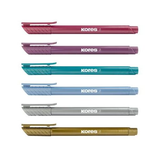 Ecsetirón készlet, KORES "Metallic Style", 6 metál szín