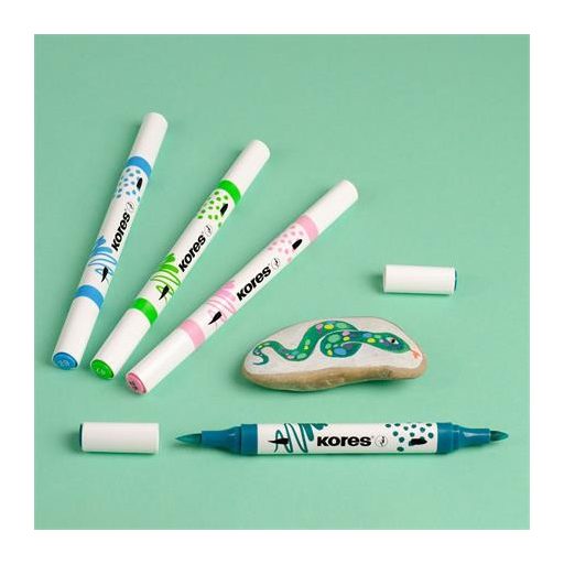 Dekormarker készlet, akril, 1-2 mm, kétvégű, KORES " K-Kreative", 6 különböző szín