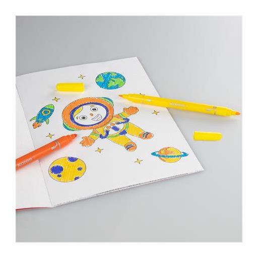 Filctoll készlet, 1-3 mm, kétvégű, kimosható, KORES "Korellos 2in1", 10 különböző szín