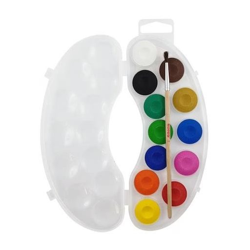 Vízfesték, 12 darabos, 25 mm, ecsettel, KORES "Akuarellos Mini", pasztell színek