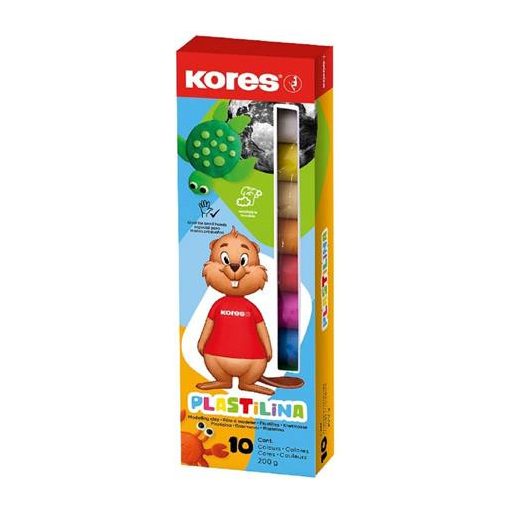 Gyurma, 200 g, 10 szín, KORES "Plastilina"