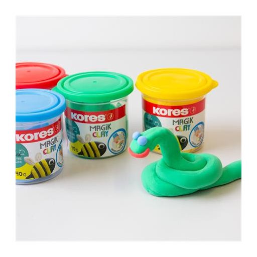 Gyurma,160 g, levegőre száradó, 4 szín, KORES "Magic Clay"