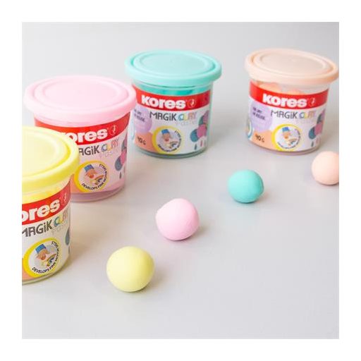 Gyurma,160 g, levegőre száradó, 4 pasztell szín, KORES "Magic Clay"