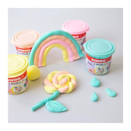 Gyurma,160 g, levegőre száradó, 4 pasztell szín, KORES "Magic Clay"