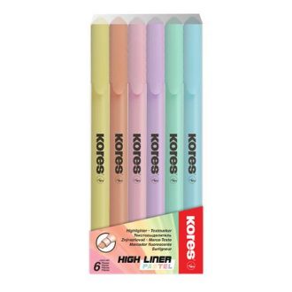   Szövegkiemelő készlet, 0,5-5 mm, KORES, 6 különböző pasztell szín