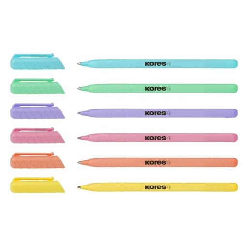 Golyóstoll, 1,0 mm, kupakos, háromszögletű, KORES "KOR-M Pastel", kék