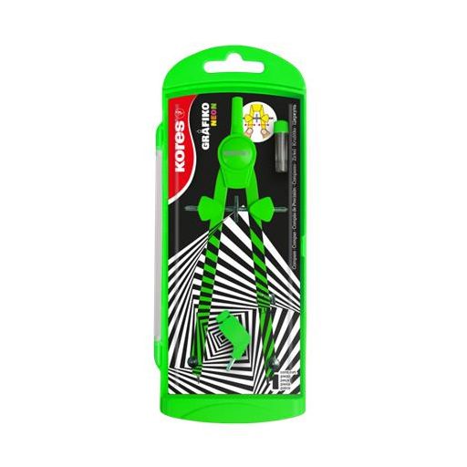 Körző készlet, precíziós, 3 darabos, KORES "Grafiko Neon", vegyes színek