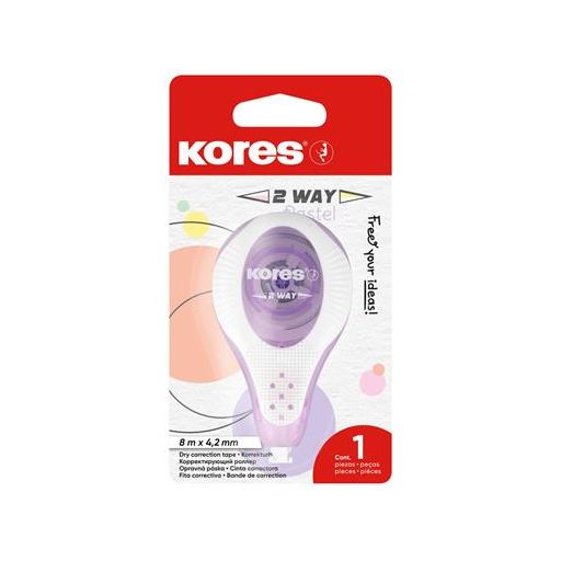 Hibajavító roller, 4,2 mm x 8 m, KORES "2WAY Pastel", vegyes pasztell színekben