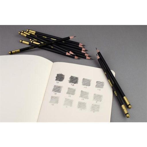 Grafitceruza készlet, fém doboz, háromszögletű, KORES "GRAFITOS", 12 különböző keménység