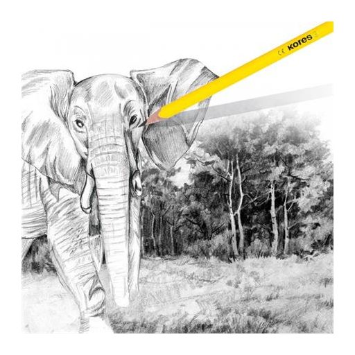 Grafitceruza radírral, HB, háromszögletű, KORES "Neon"