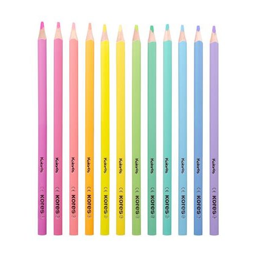 Színes ceruza készlet, háromszögletű, KORES "Kolores Pastel", 12 pasztell szín