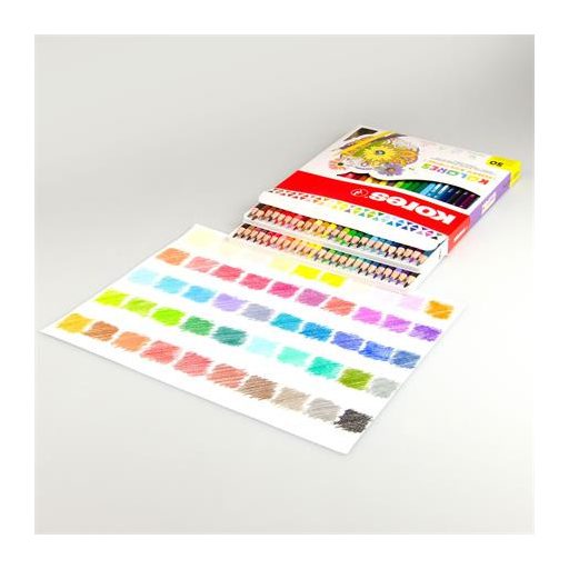 Színes ceruza készlet, háromszögletű, KORES "Triangular", 50 különböző szín