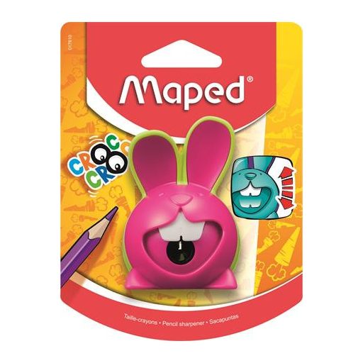 Hegyező, egylyukú, tartályos, MAPED "Croc Croc Innovation", nyuszi, vegyes színek