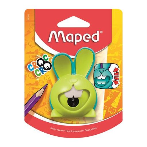Hegyező, egylyukú, tartályos, MAPED "Croc Croc Innovation", nyuszi, vegyes színek
