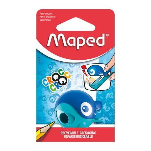 Hegyező, egylyukú, tartályos, MAPED "Croc Croc Easy", katica és bálna, vegyes formák