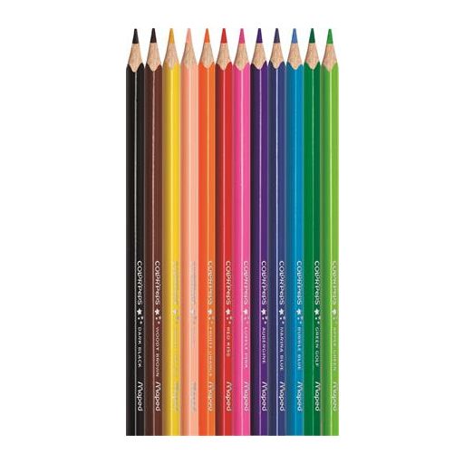 Színes ceruza készlet, háromszögletű, MAPED "Color'Peps Star", 12 különböző szín