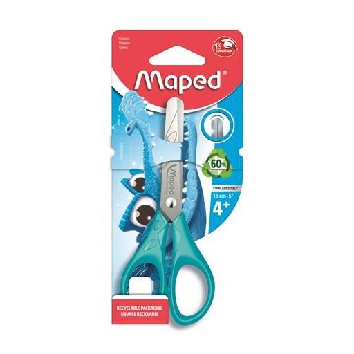 Olló, iskolai, 13 cm, MAPED "Essentials Pulse", vegyes színek