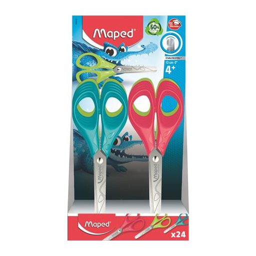 Olló display, iskolai, 13 cm, MAPED "Essentials Pulse", vegyes színek