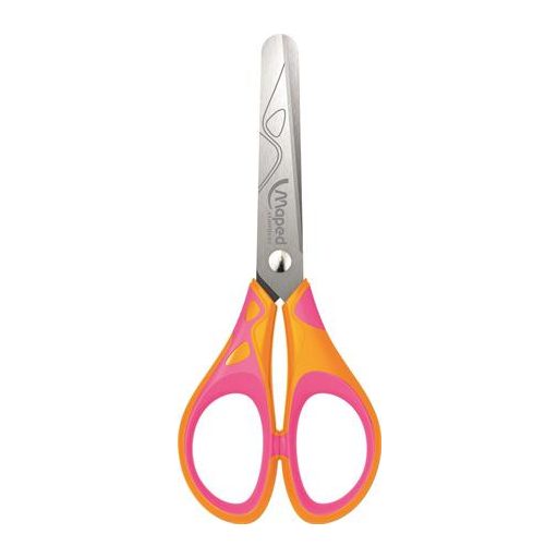 Olló, display, iskolai, 13 cm, MAPED "Soft Neon", vegyes színek