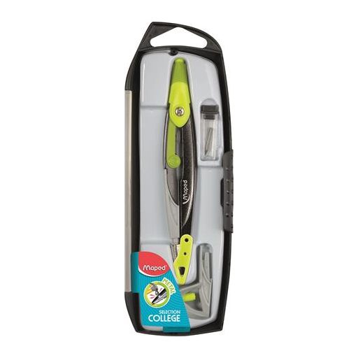 Körző készlet, 3 darabos, MAPED "Metal Open", vegyes színek