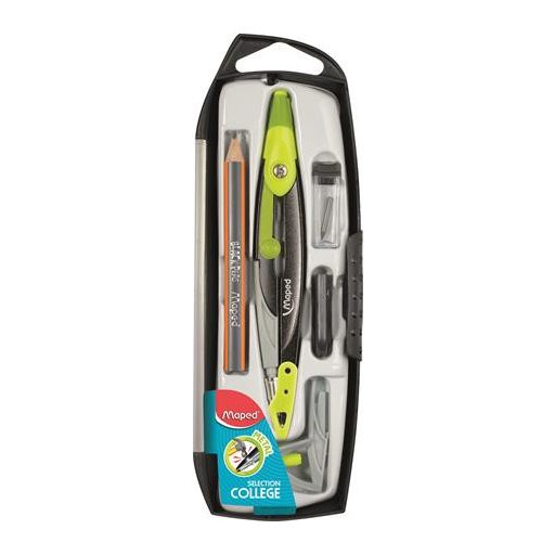 Körző készlet, 5 darabos, MAPED "Metal Open", vegyes színek