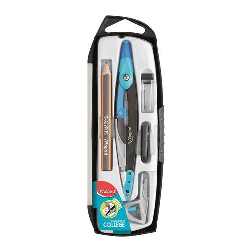 Körző készlet, 5 darabos, MAPED "Metal Open", vegyes színek