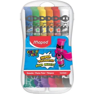 Tempera készlet, 12 darabos, műanyag dobozban, MAPED